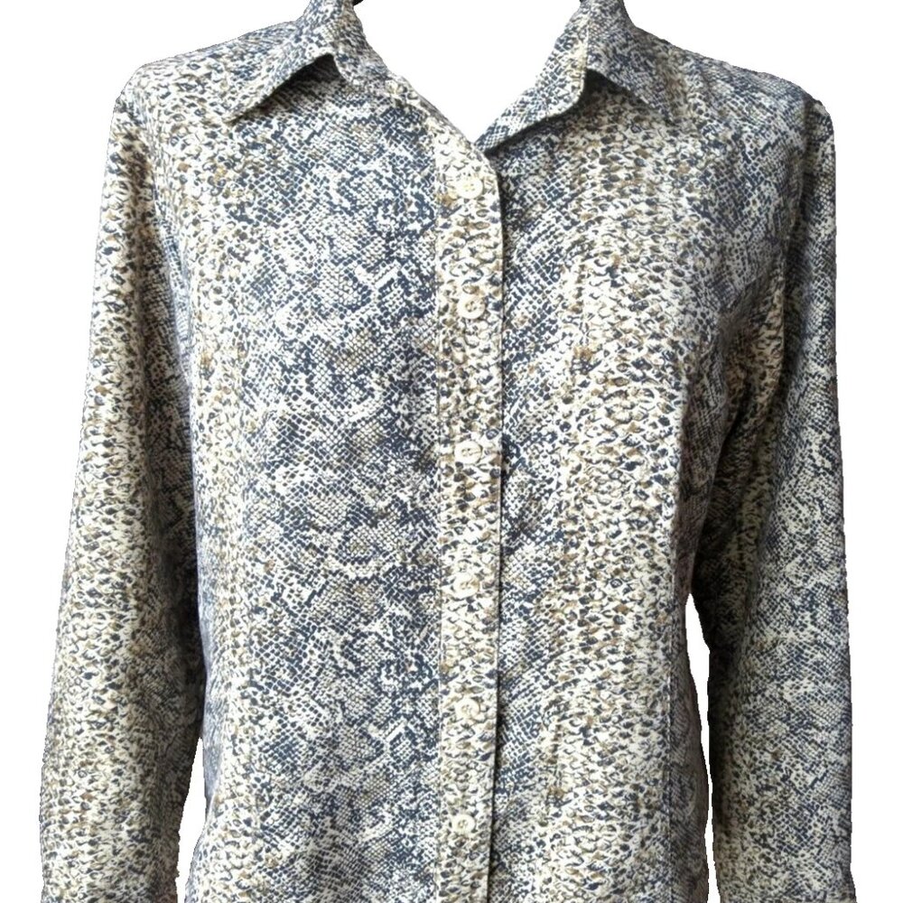 LEMON GRASS STUDIO SNAKE PITON PRINT SHIRT Size L BUTTON UP LONG SLEEVES